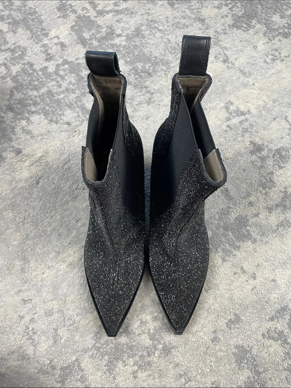 New All Saints Ria Sparkle Boot Glitter Wedge Heeled Chelsea Sz 10